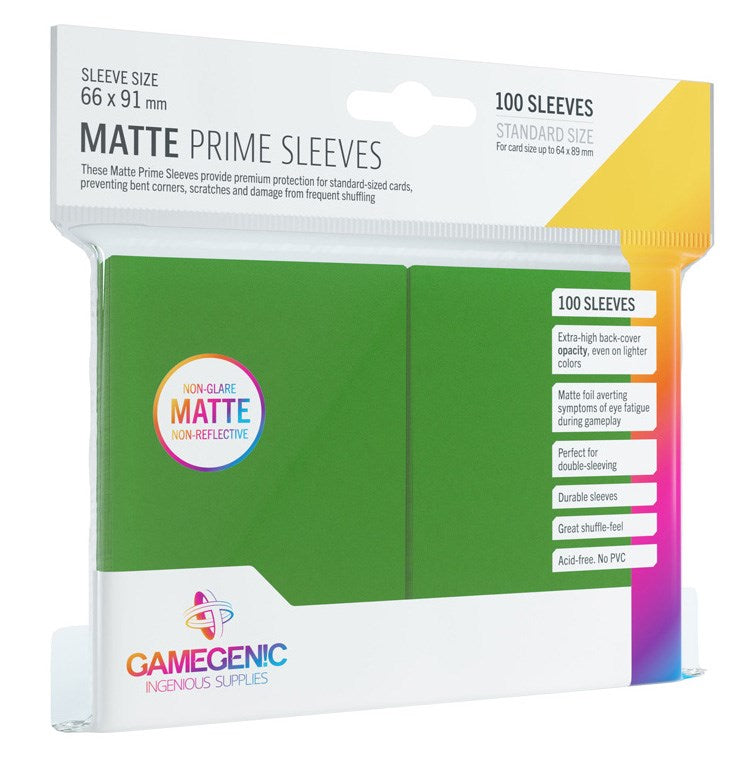 GameGenic Matte Prime Sleeve - Standard Size - Green (100-Pack)