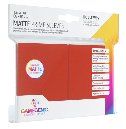 GameGenic Matte Prime Sleeve - Standard Size - Red (100-Pack)