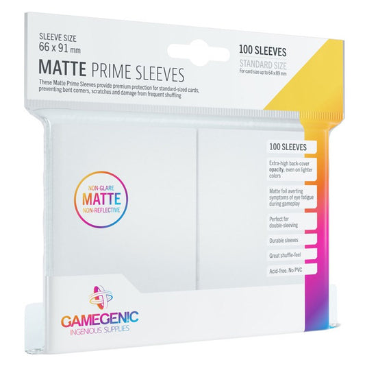 GameGenic Matte Prime Sleeve - Standard Size - White (100-Pack)