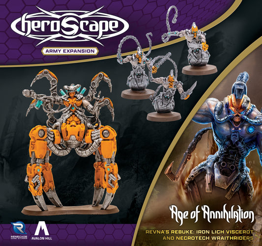 Heroscape Army Expansion - Ravna's Rebuke: Iron Lich Viscerot and Necrotech Wraithriders